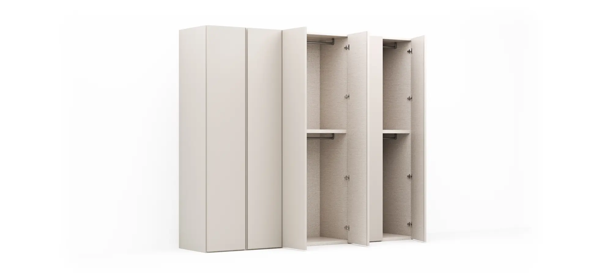 Drehtürenschrank Loretto - B ca. 280 cm, Melamin, Perlmutt