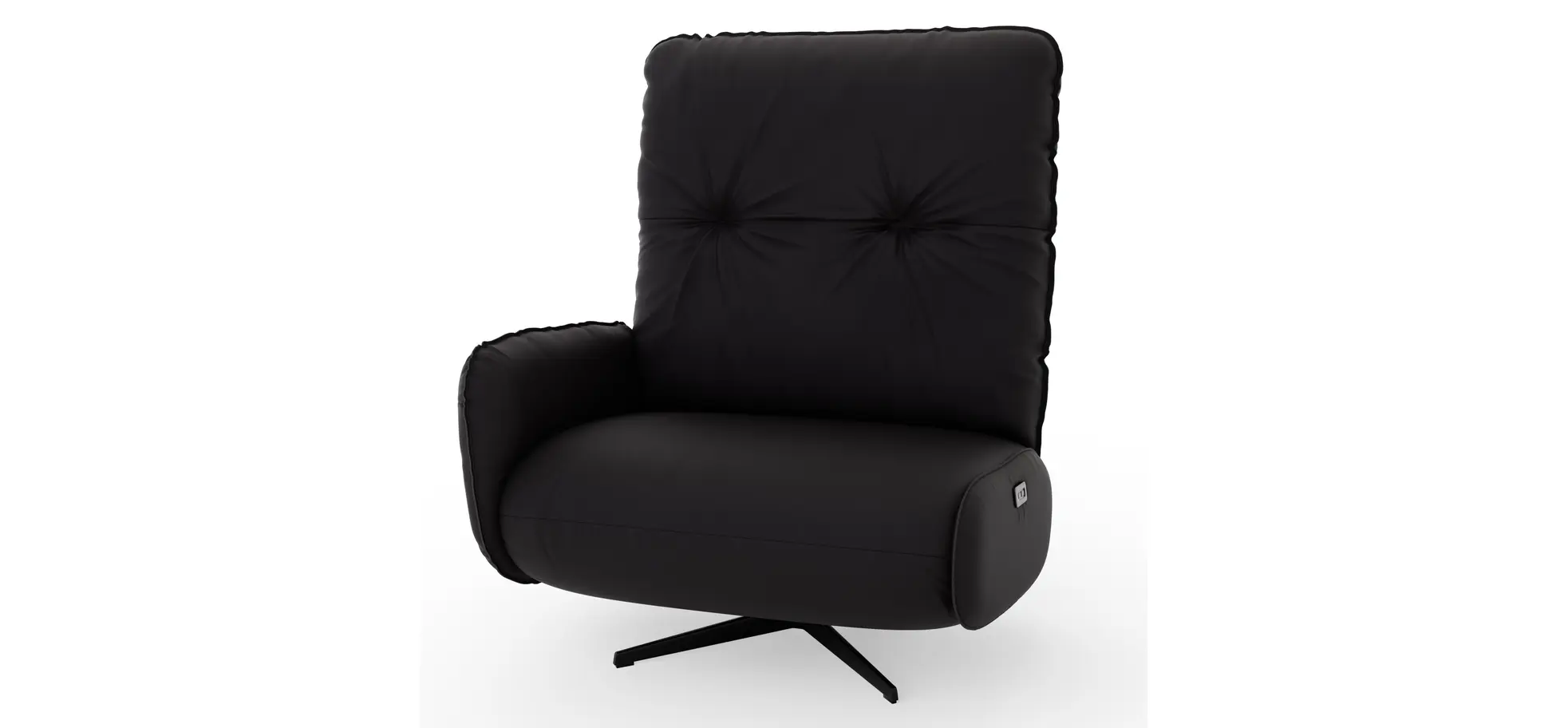 Loungesessel Lovere - Leder, Schwarz, Armlehne links