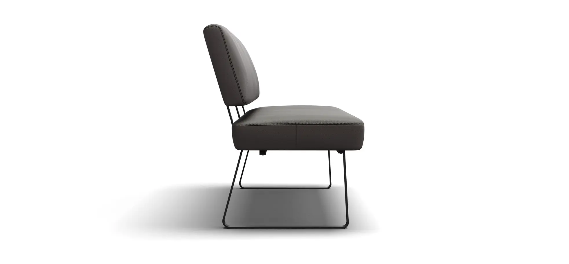 Polsterbank Carmelo - Breite ca. 183 cm, Leder, Steingrau