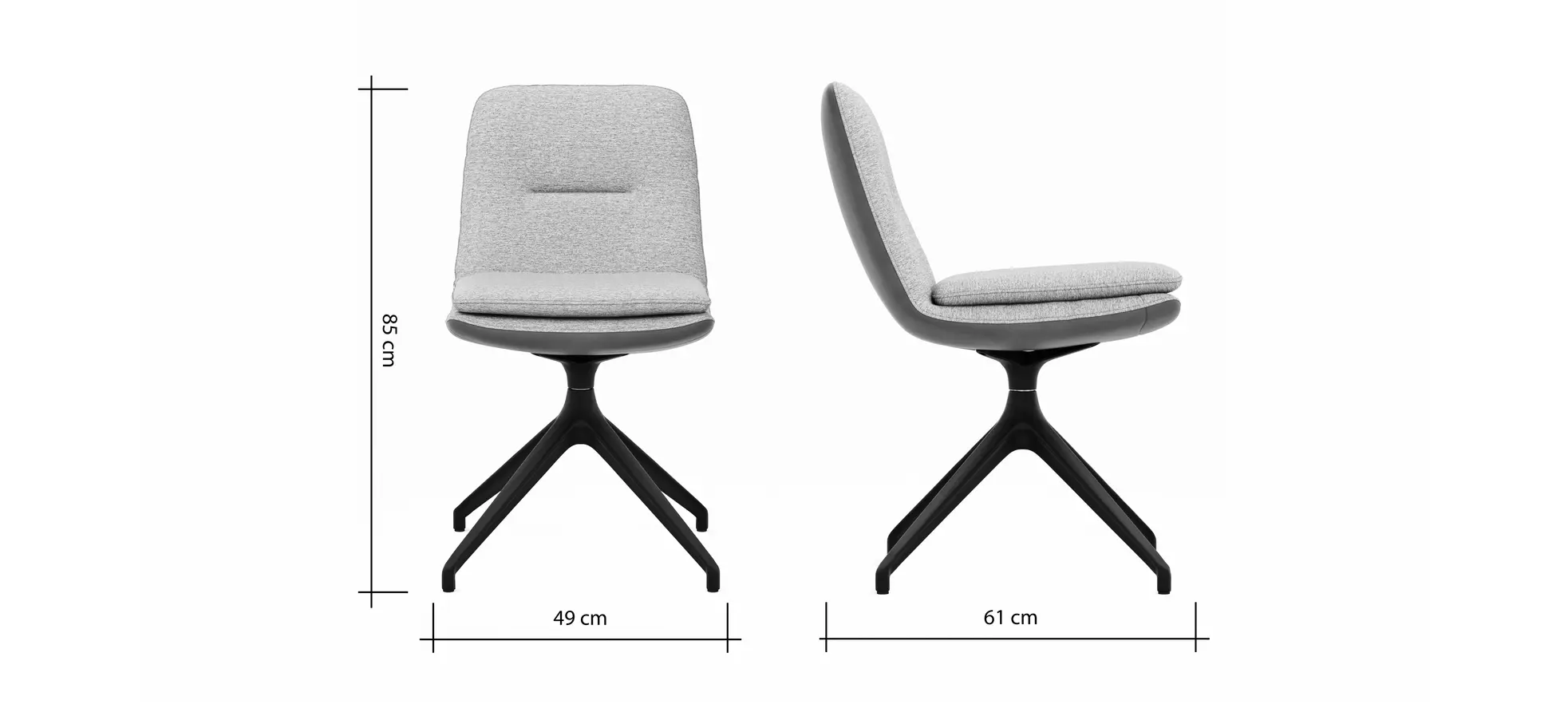 Polsterstuhl Macano - drehbar, Stoff & Leder, Hellgrau, Steingrau