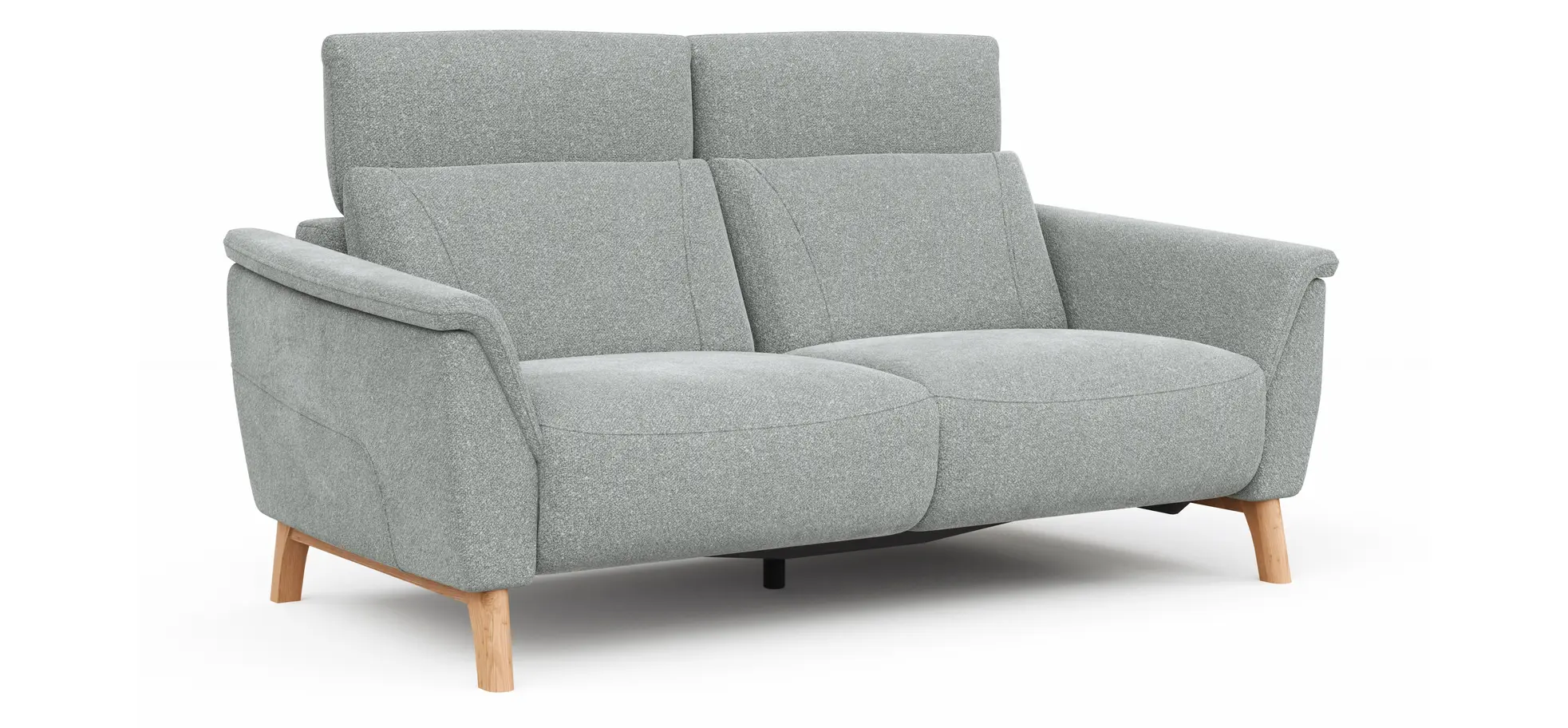 Sofa Nevin - 2,5-Sitzer inkl. Sitzvorzug (motorisch) und Kopfpolsterverstellung, Stoff, Silbergrau