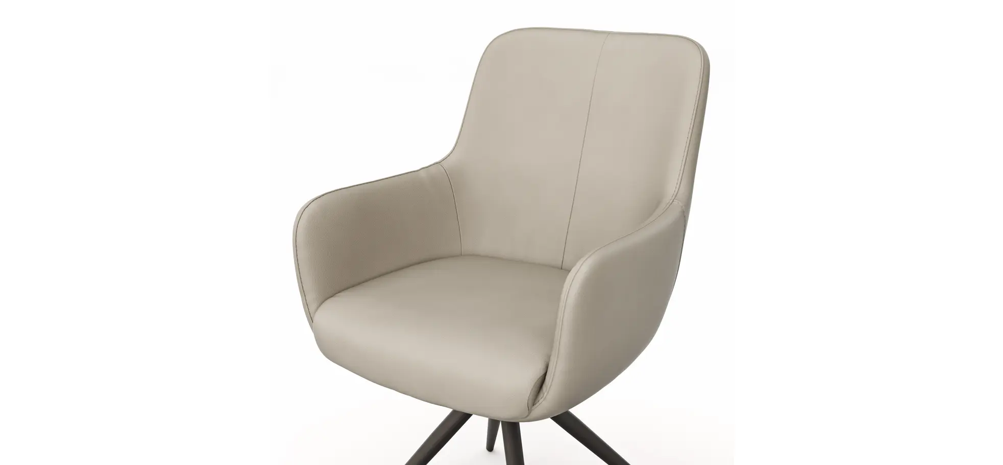 Armlehnstuhl Mis - Leder, Graubraun, Gestell, Schwarz