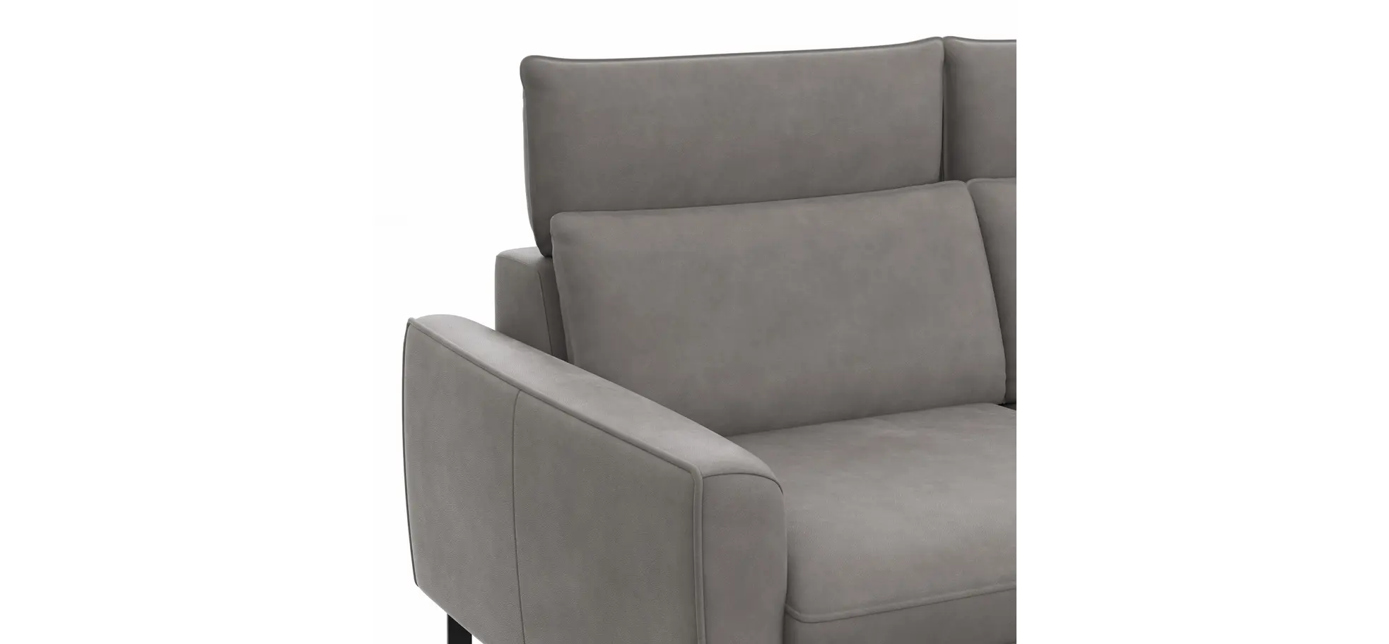 Sofa Avela - 2-Sitzer inkl. Kopfteil verstellbar, Leder, Steingrau
