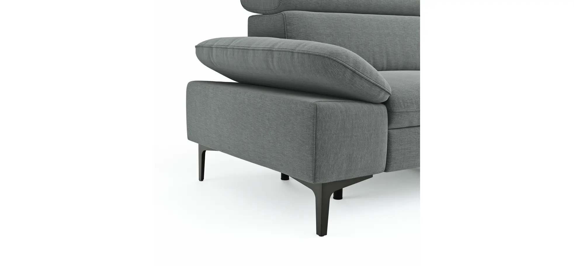 Ecksofa Felipa - 2,5-Sitzer mit Ecke rechts inkl. Armlehne verstellbar und Rückenlehne/Sitztiefe verstellbar (motorisch), Stoff, Grau