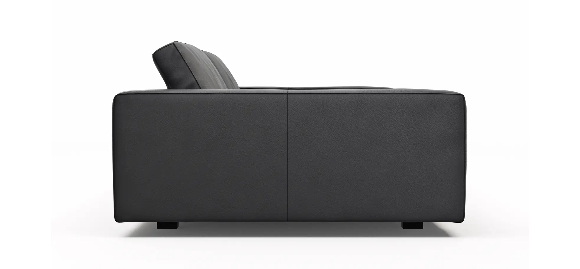 Sofa Aprino 1 - 4-Sitzer XXL, Leder, Schwarz, Armlehne Block