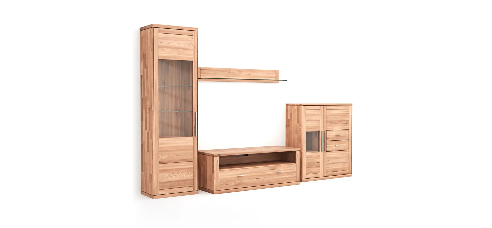 Wohnwand Faro 6.0 - Kernbuche massiv, geölt