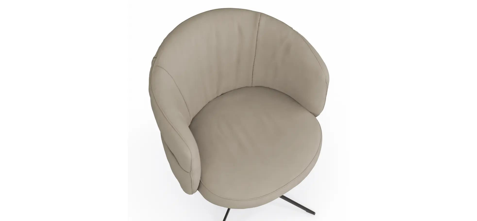 Armlehnstuhl Milana - drehbar, Leder, Offwhite