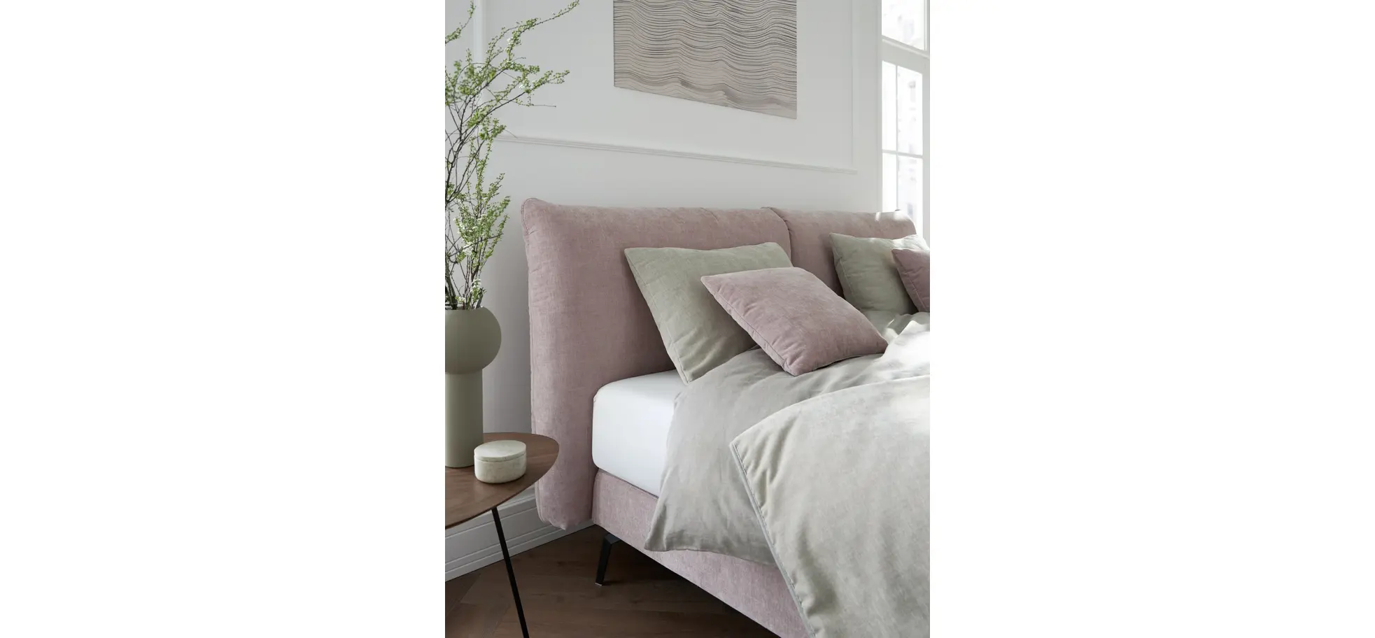 Boxspringbett Delia - Liegefläche 180x200 cm, Stoff, Rose 