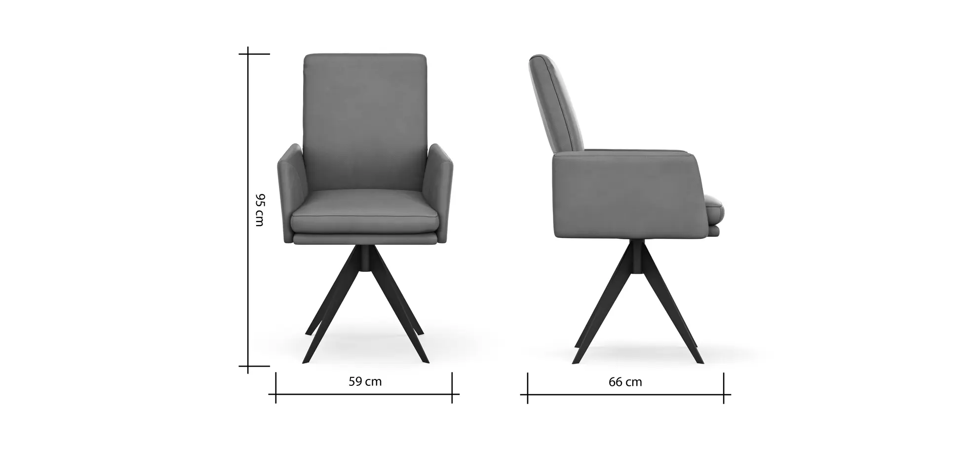 Armlehnstuhl Valloni, Leder, Hellblau