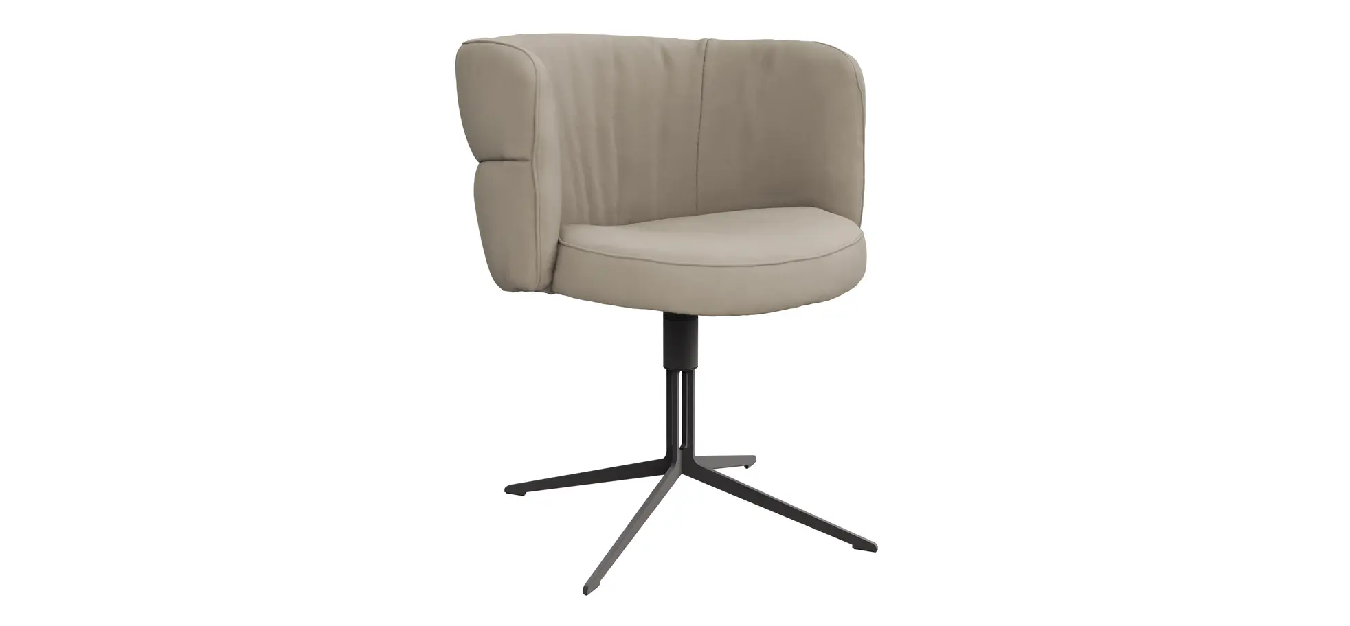 Armlehnstuhl Milana - drehbar, Leder, Offwhite