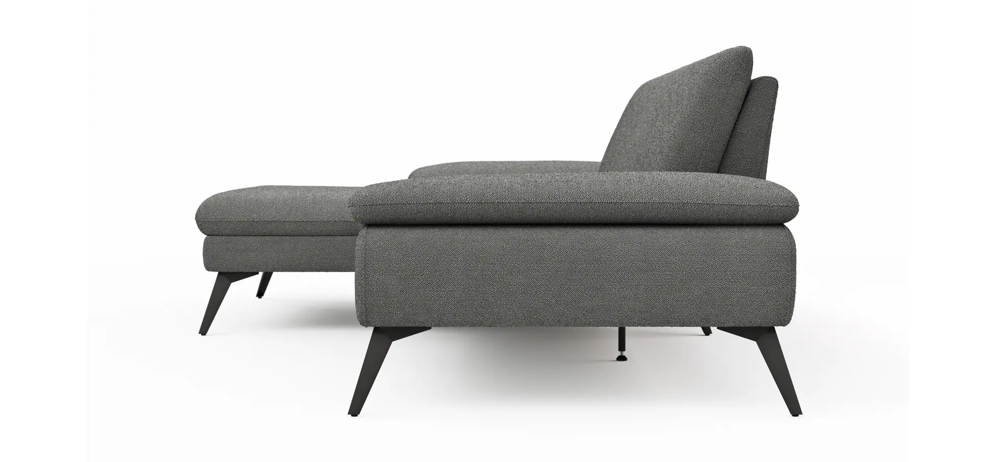 Ecksofa Collina - Longchair links, 2,5-Sitzer inkl. Sitztiefen- u. Armlehehnenverstellung, Stoff, Dunkelgrau