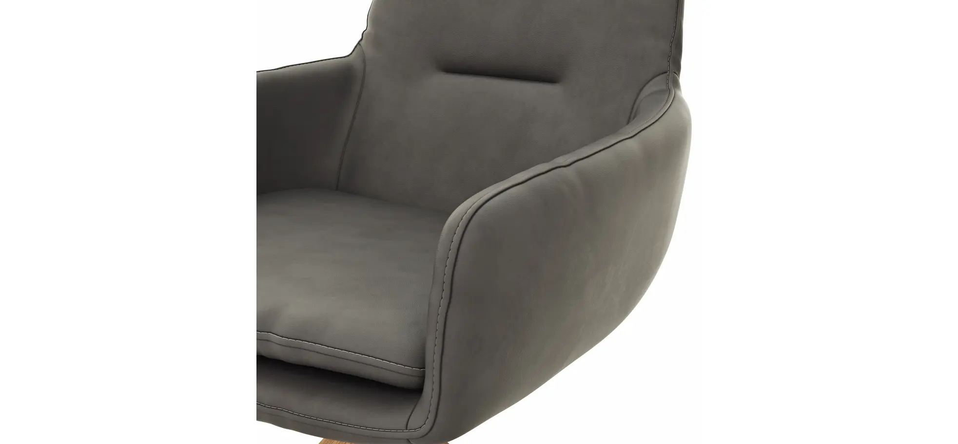 Armlehnstuhl Macano - drehbar, Leder, Grau