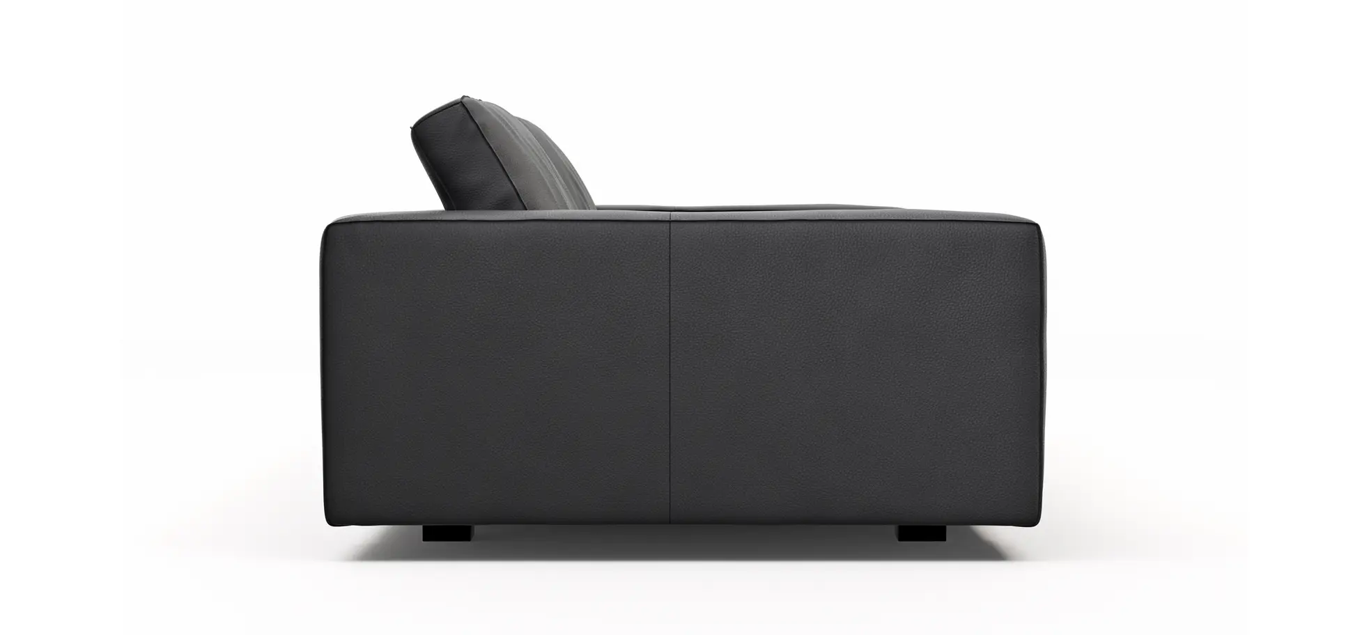 Sofa Aprino 1 - 3,5-Sitzer XL, Dickleder, Schwarz, Armlehne Block breit