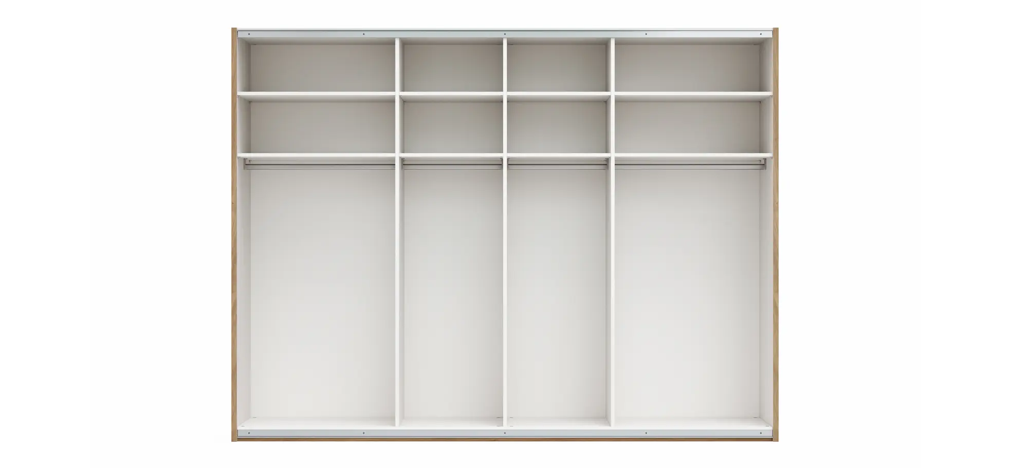 Schwebetürenschrank Viana - B ca. 301 cm, Lack, Weiß, Riffholz, Balkeneiche
