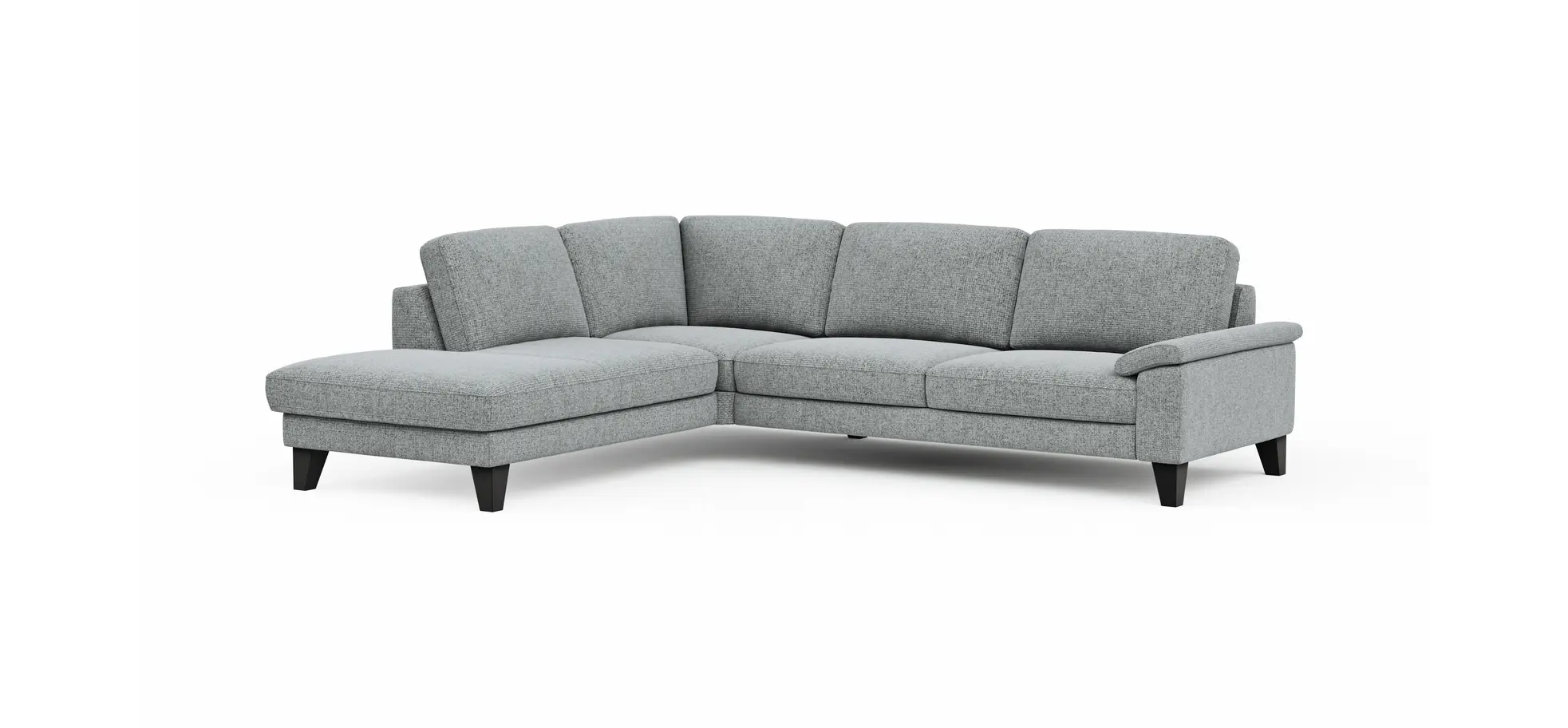 Ecksofa Oviedo - Ecke links mit 2,5-Sitzer inkl. Drehsitz, Stoff, Hellgrau