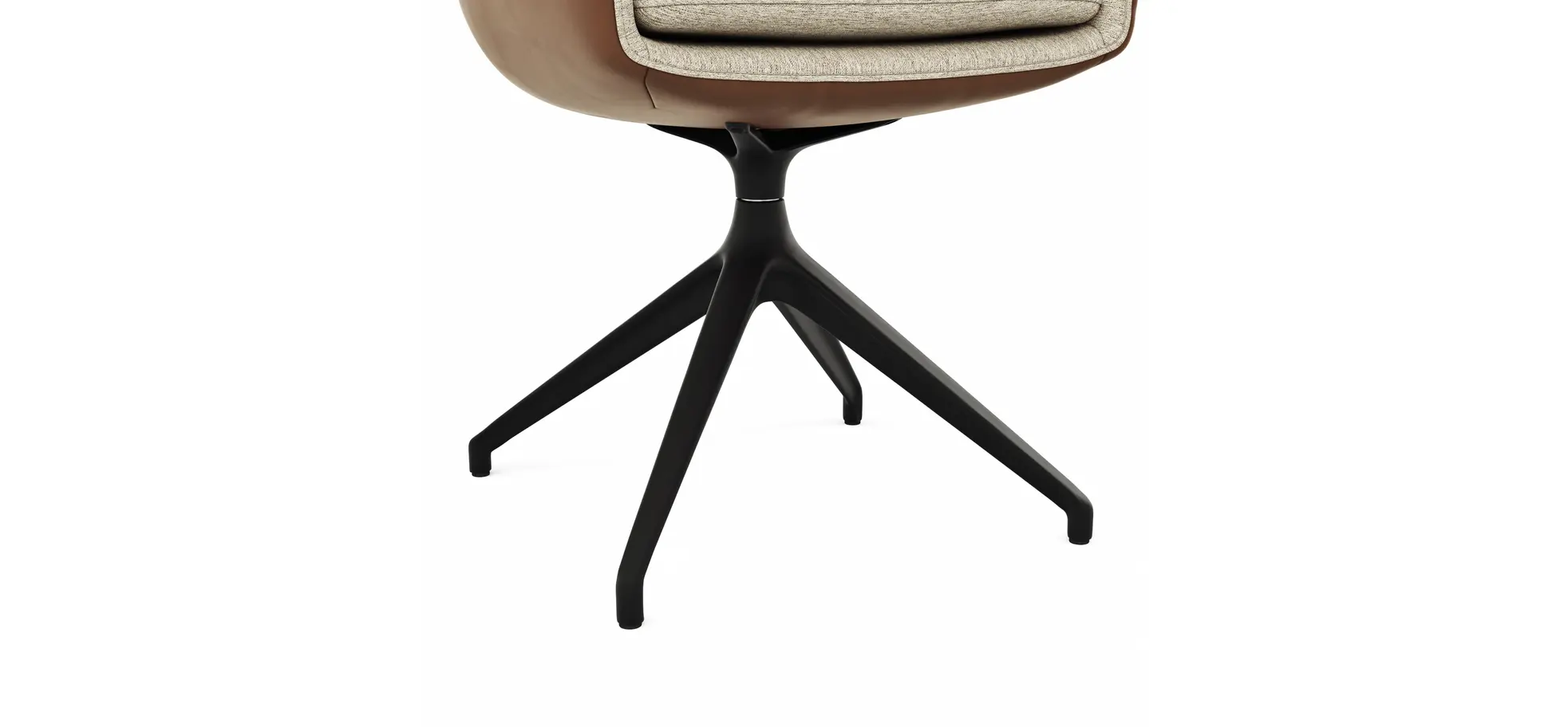 Armlehnstuhl Macano - drehbar, Stoff & Leder, Beige, Cognac