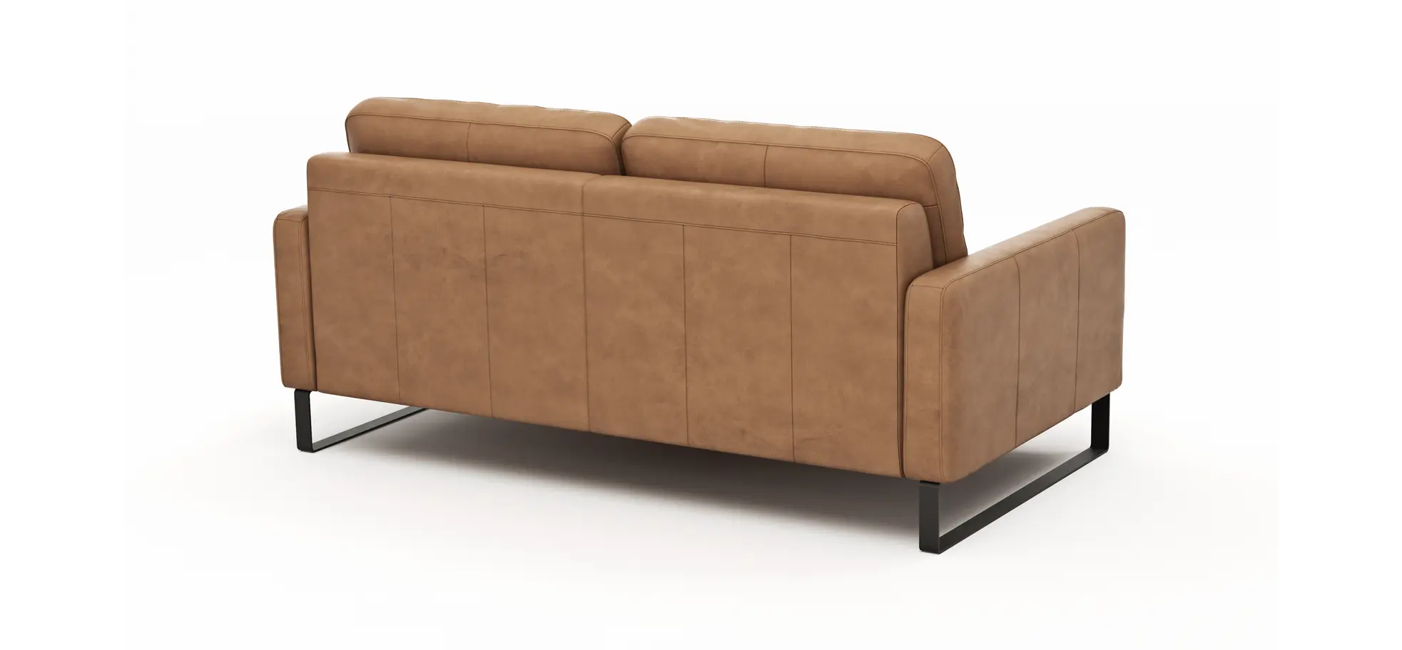 Sofa Enna - 3-Sitzer, Armlehne A, Leder, Cognac Kufe, Schwarz