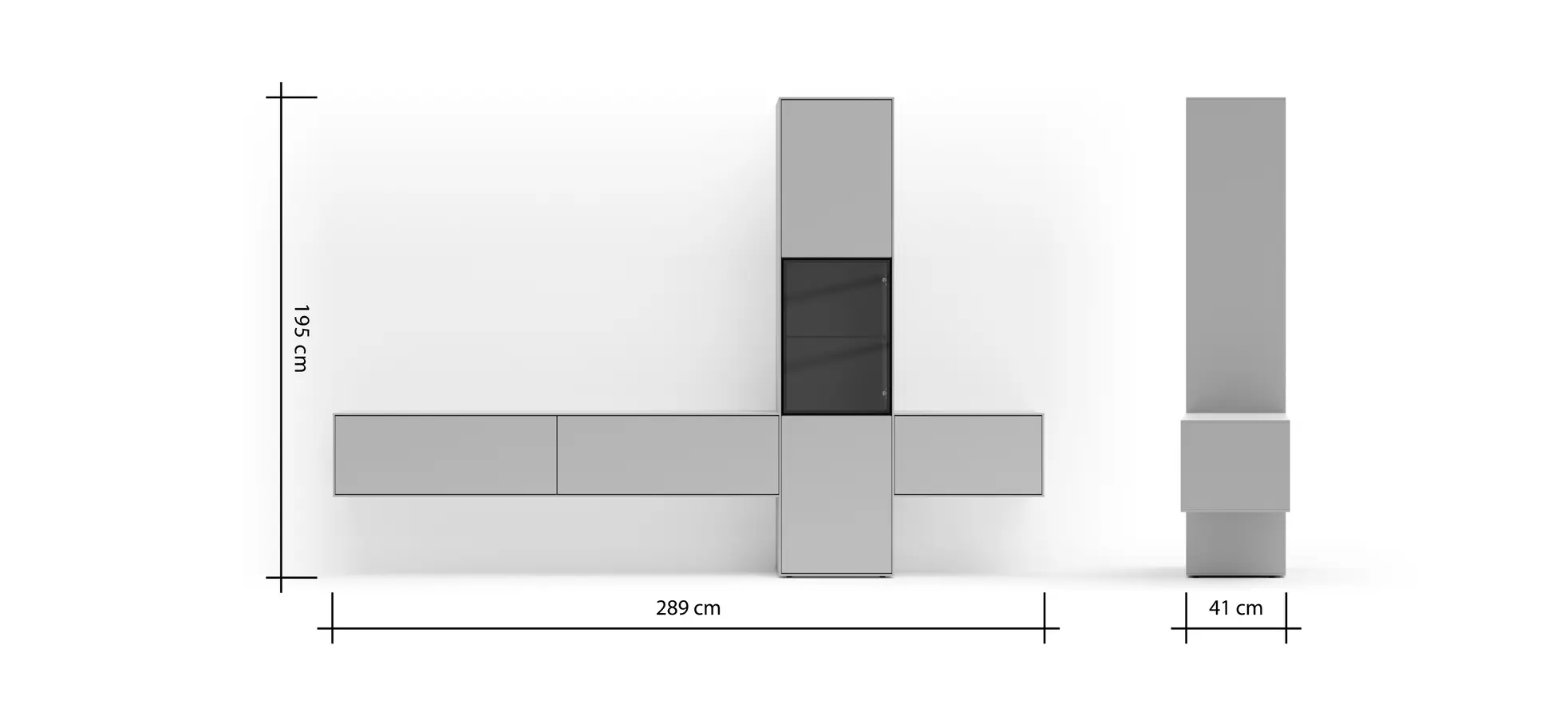 Wohnwand Medio - Lack, Weiß