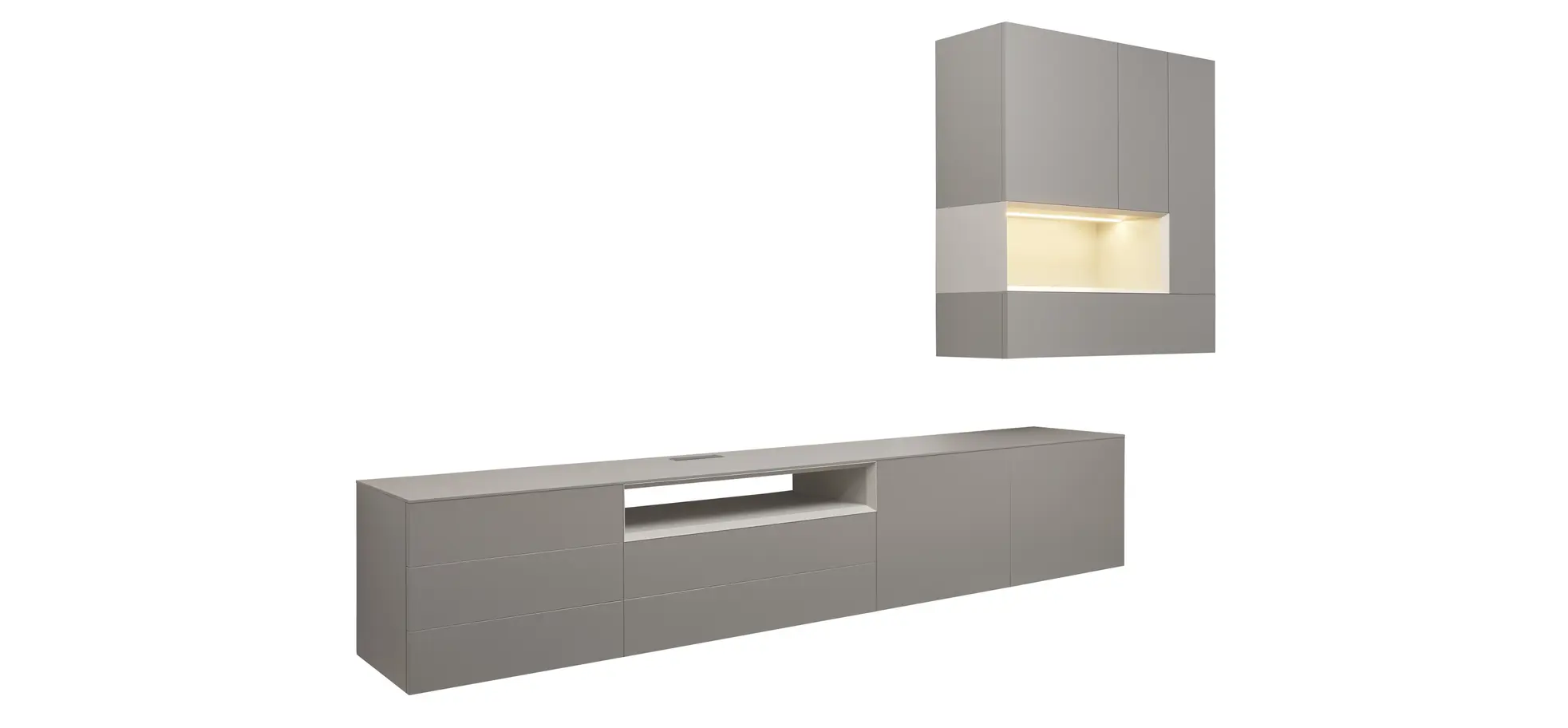Wohnwand Satola - inkl. Beleuchtung, Lack, Anthrazit 202756