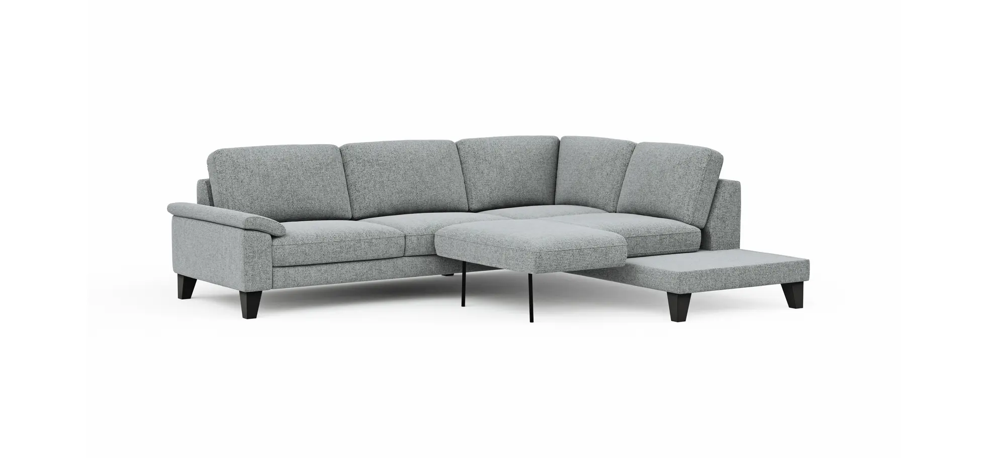 Ecksofa Oviedo - 2,5-Sitzer mit Ecke rechts inkl. Drehsitz, Stoff, Hellgrau
