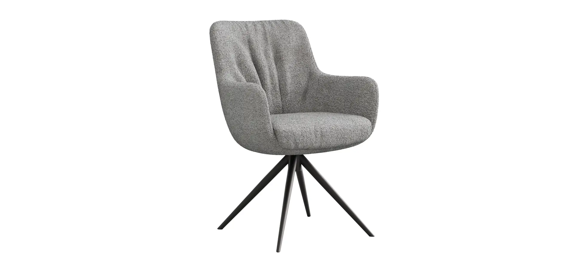 Armlehnstuhl Mis Legere - Boucle, Grau, Stativ, Anthrazit