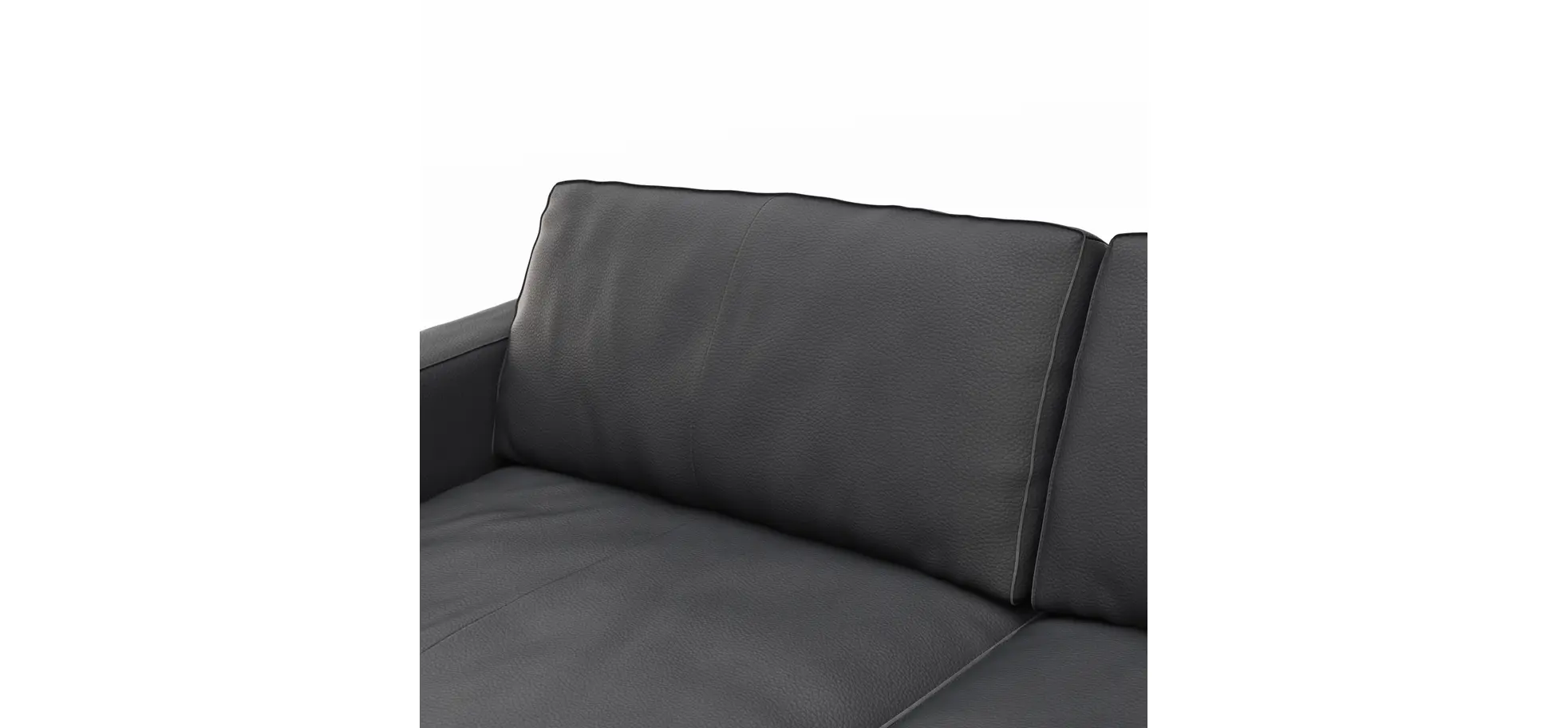 Sofa Aprino 2 - 3,5-Sitzer XL, Dickleder, Schwarz , Armlehne Block schmal