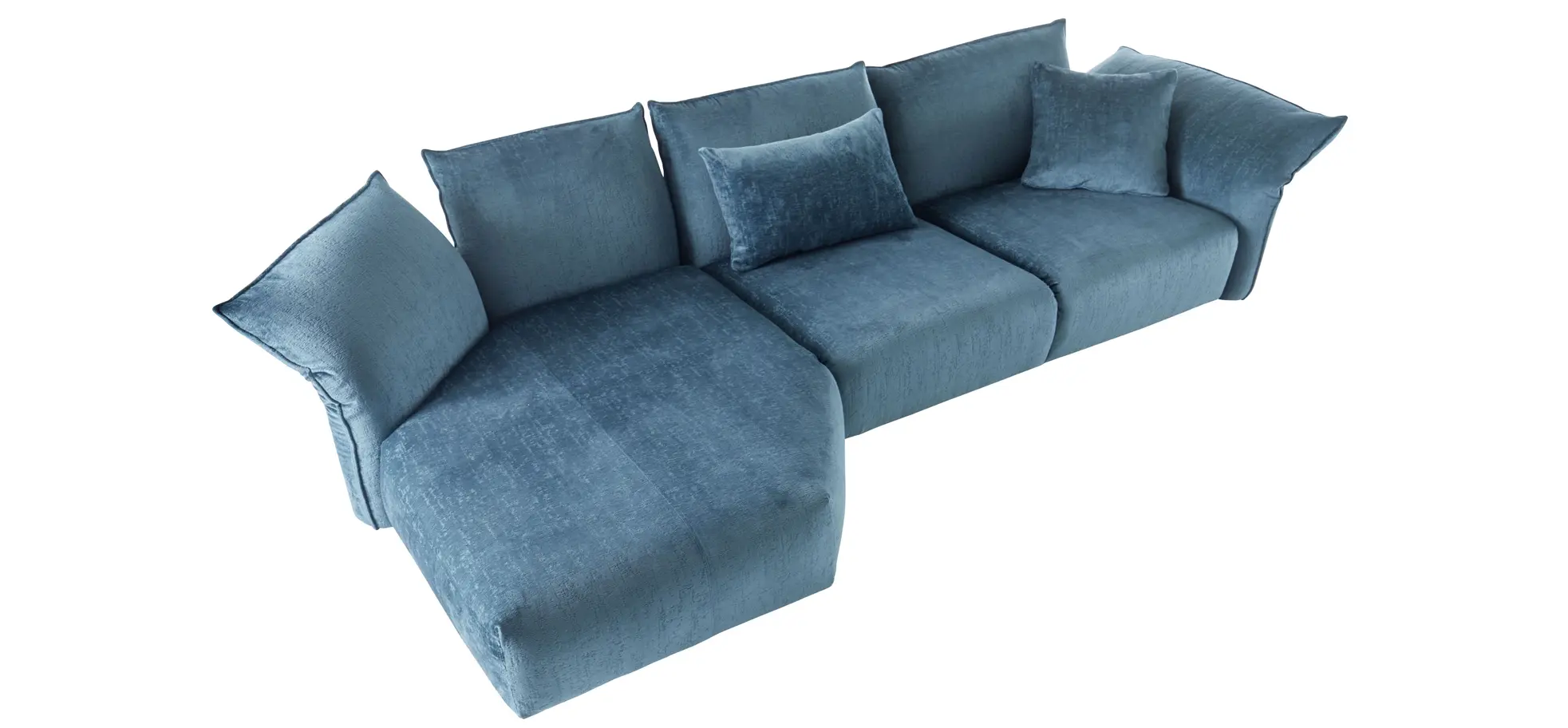 Ecksofa Motone - Trapezsofa links, 2,5-Sitzer, Stoff, Türkis