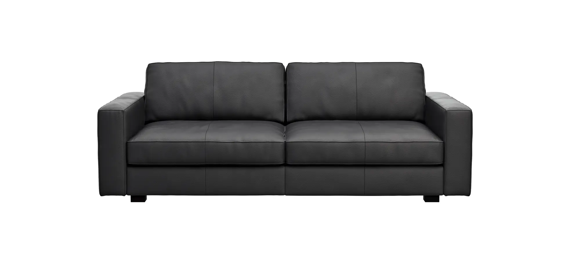 Sofa Aprino 2 - 3,5-Sitzer L, Dickleder, Schwarz, Armlehne Block schmal 111300