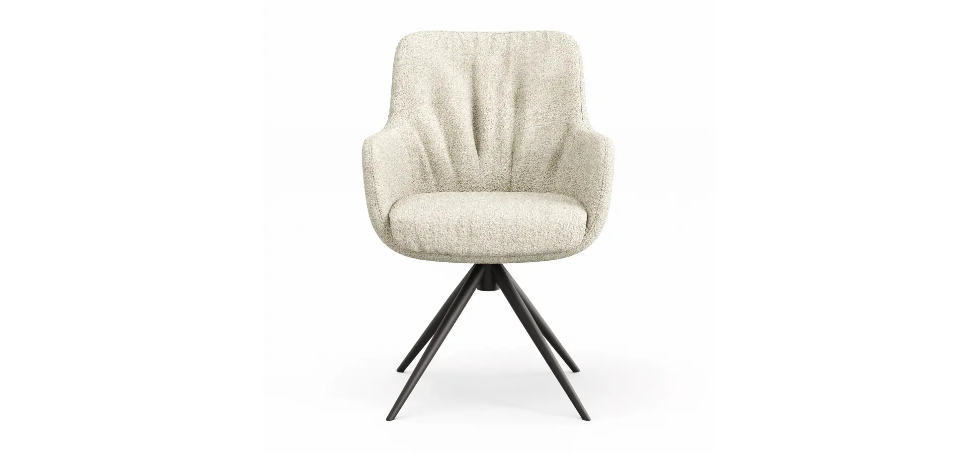 Armlehnstuhl Mis Legere - Boucle, Creme, Stativ, Anthrazit