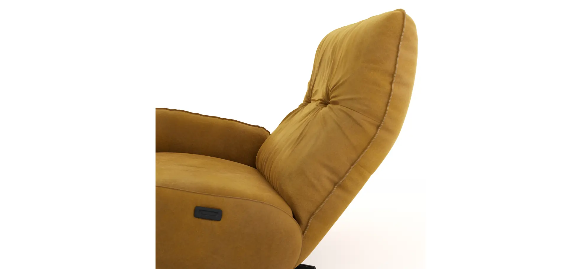 Loungesessel Lovere - Leder, Curry, Armlehne links