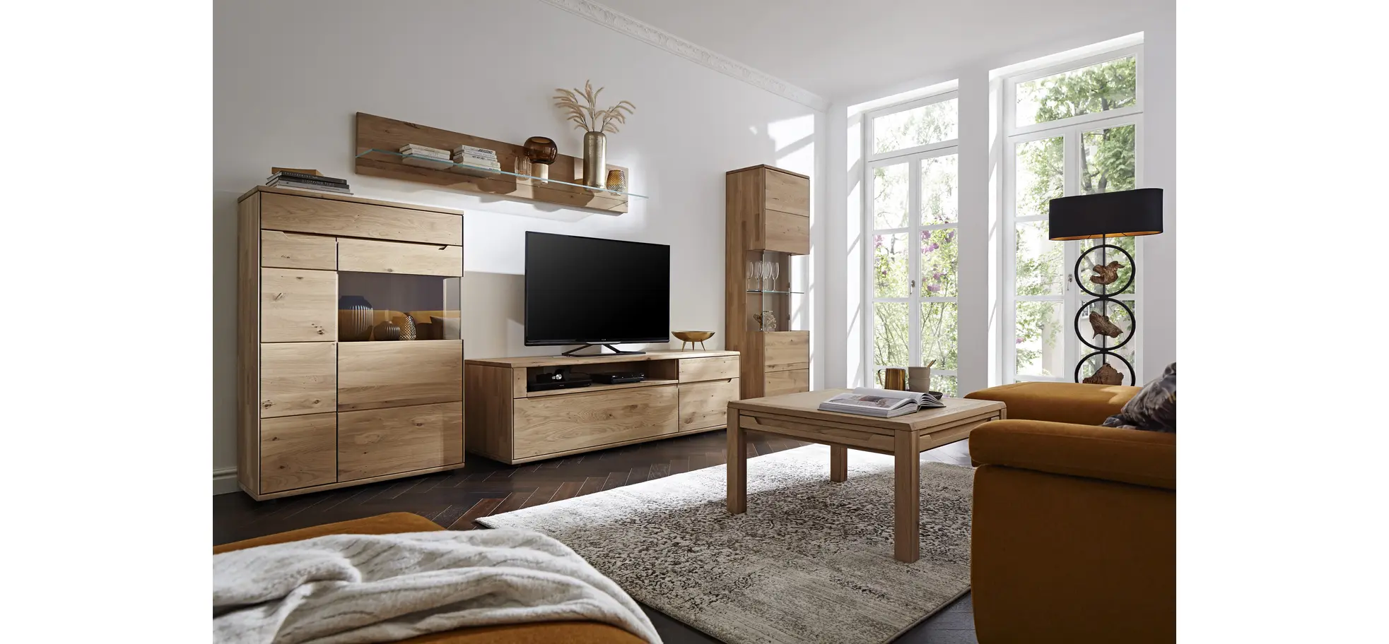 Couchtisch Amora - LBH ca. 80x80x45 cm, Wildeiche massiv bianco