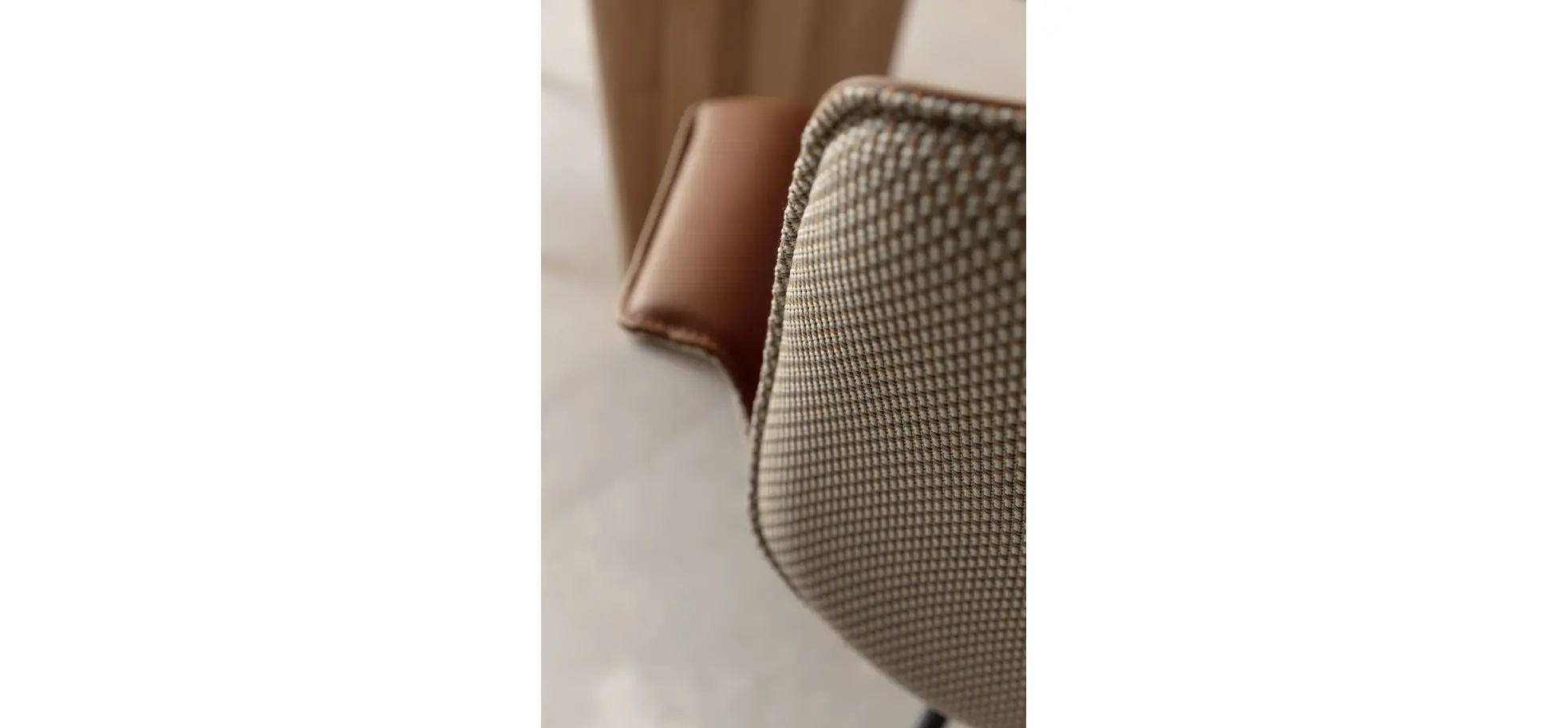 Armlehnstuhl Penthouse -  Leder, Rost, Stoff, Beige-Rost, Drehbar