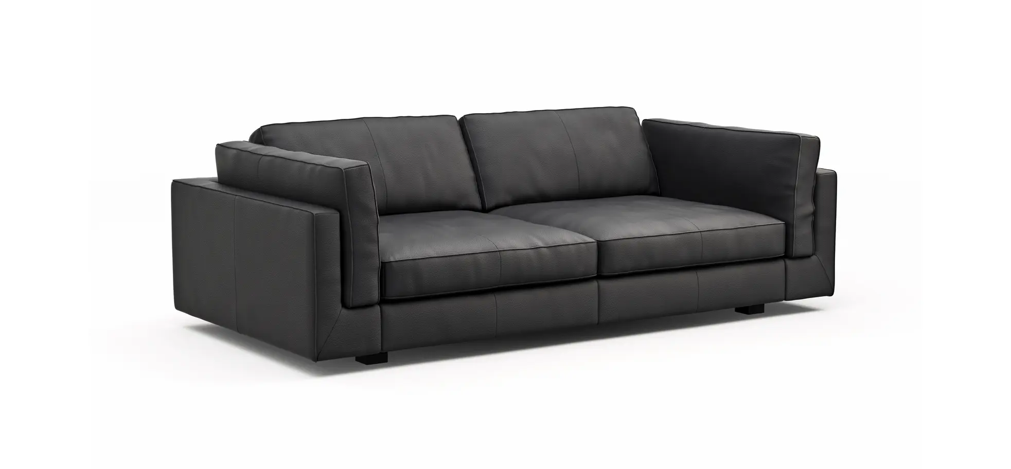 Sofa Aprino 3 - 3,5-Sitzer XL, Dickleder, schwarz, Armlehne Kissen