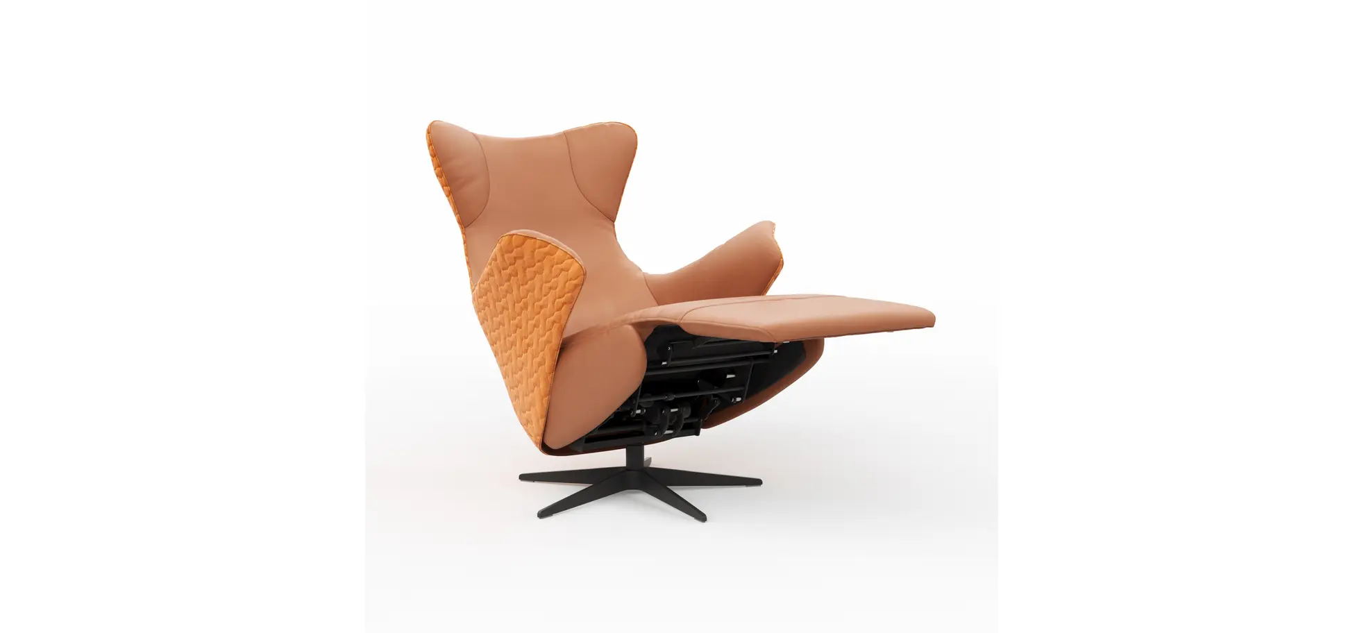 Relaxsessel Follina - Relaxfunktion (motorisch), Leder, Stoff, Cognac