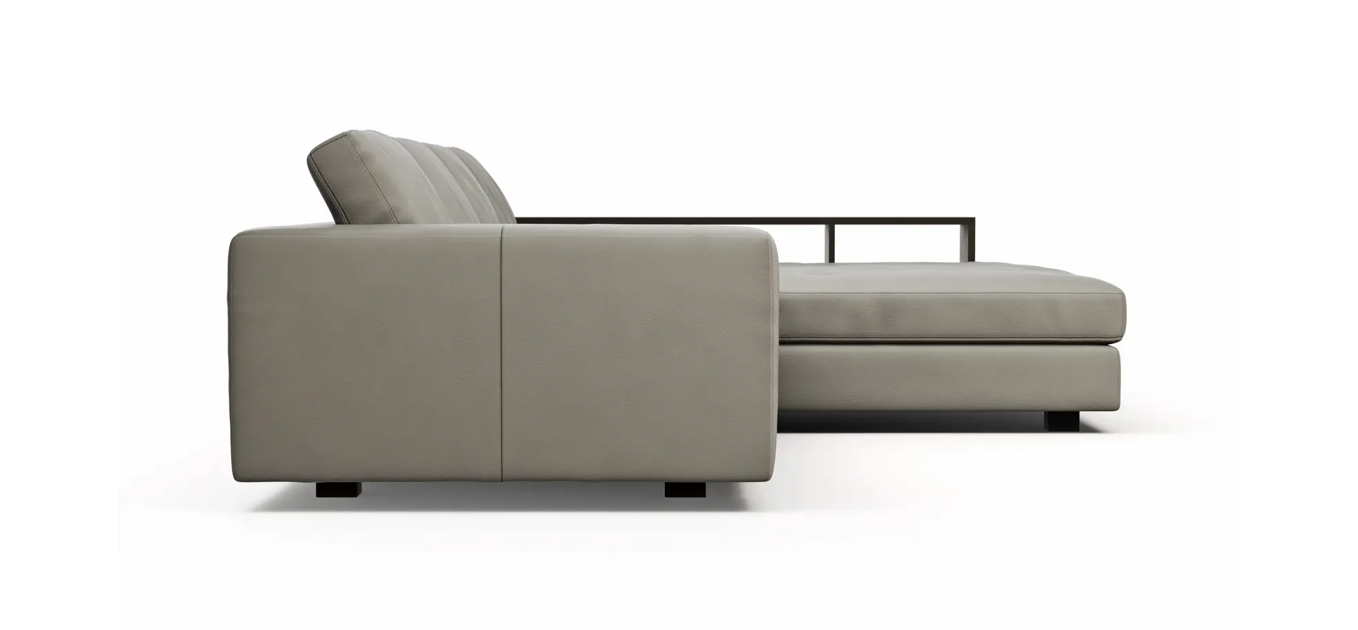 Ecksofa Aprino 1 - 2,5-Sitzer mit Longchair rechts, Leder, Grau
