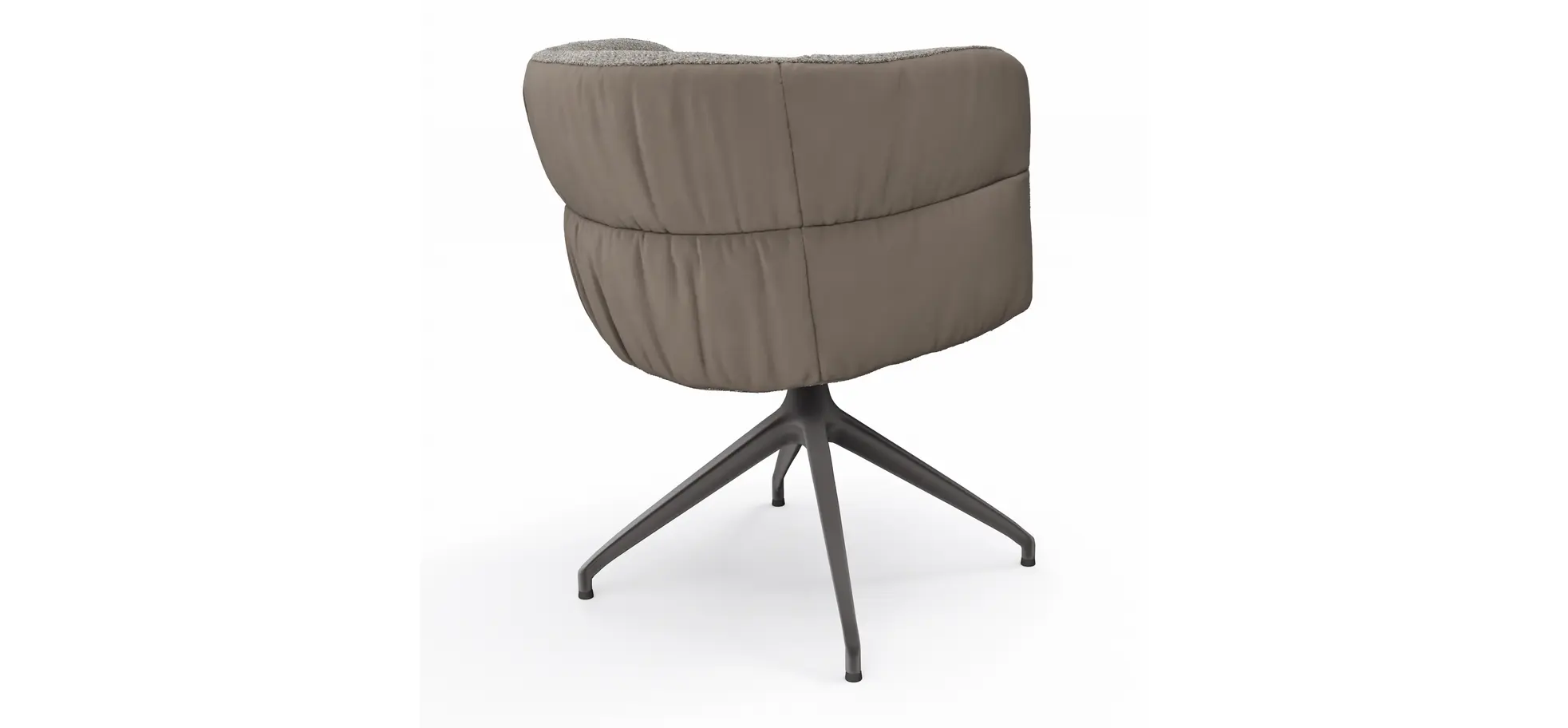 Armlehnstuhl Milana - drehbar, Leder Grau, Stoff Graubraun