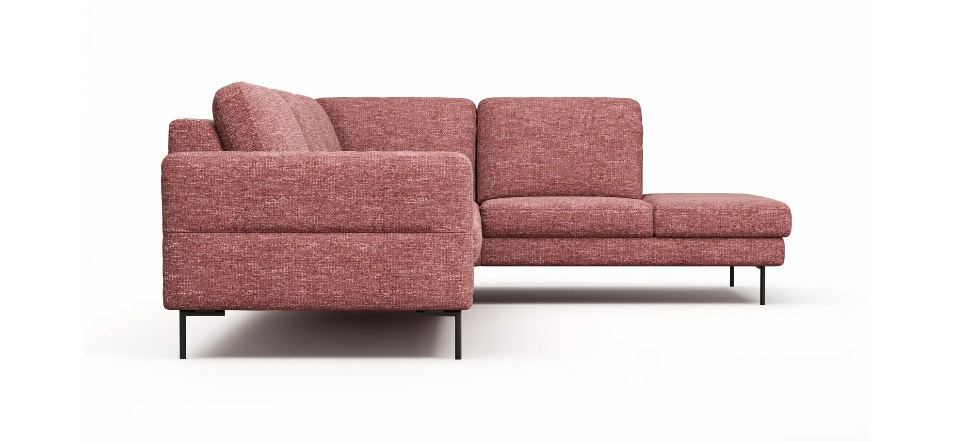 Ecksofa Enna - 3-Sitzer mit Ecke rechts inklusive Sitzvorzug (motorisch), Stoff, Koralle