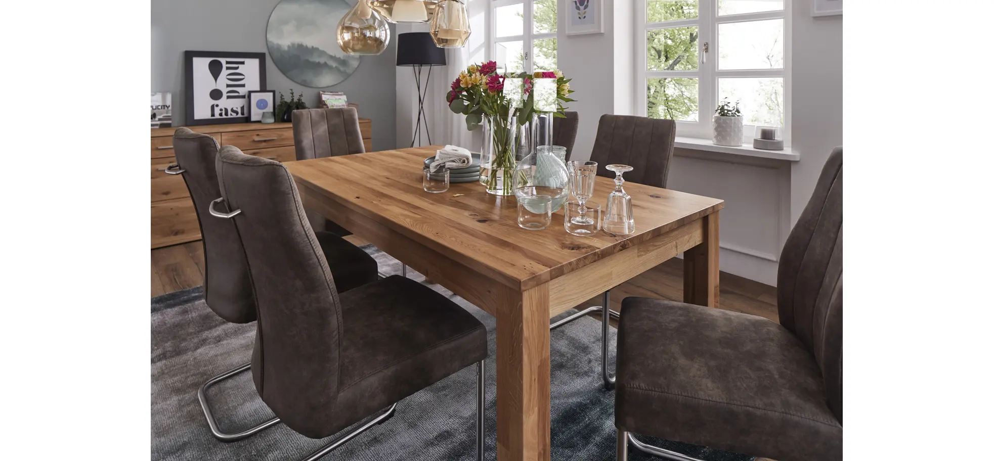 Esstisch Dinner - LB ca. 180x90 cm, Wildeiche massiv