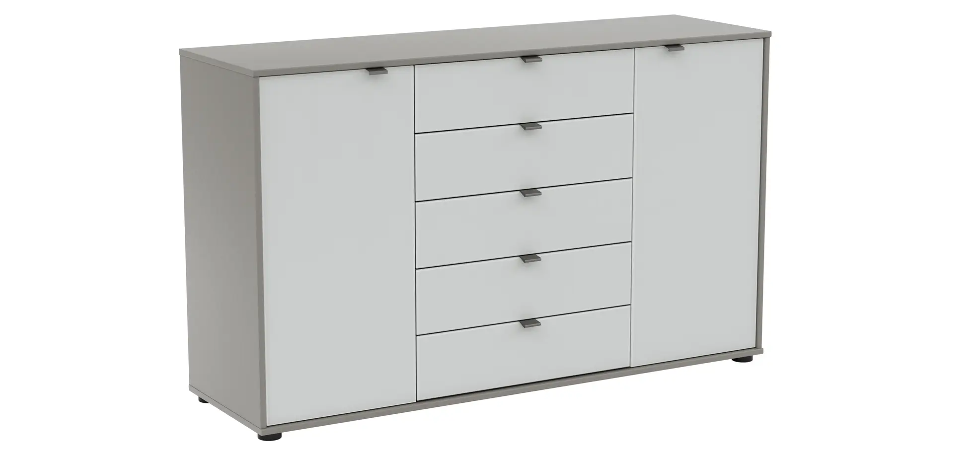 Kommode Marbella - Lack, Grau, Glas, Weiß 134989