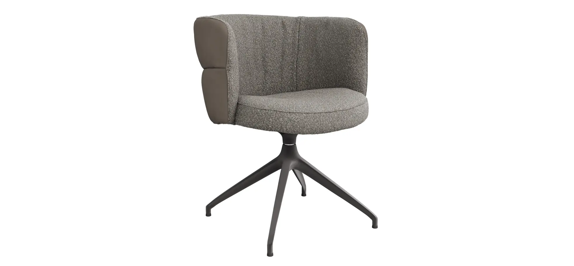 Armlehnstuhl Milana - drehbar, Leder Grau, Stoff Graubraun