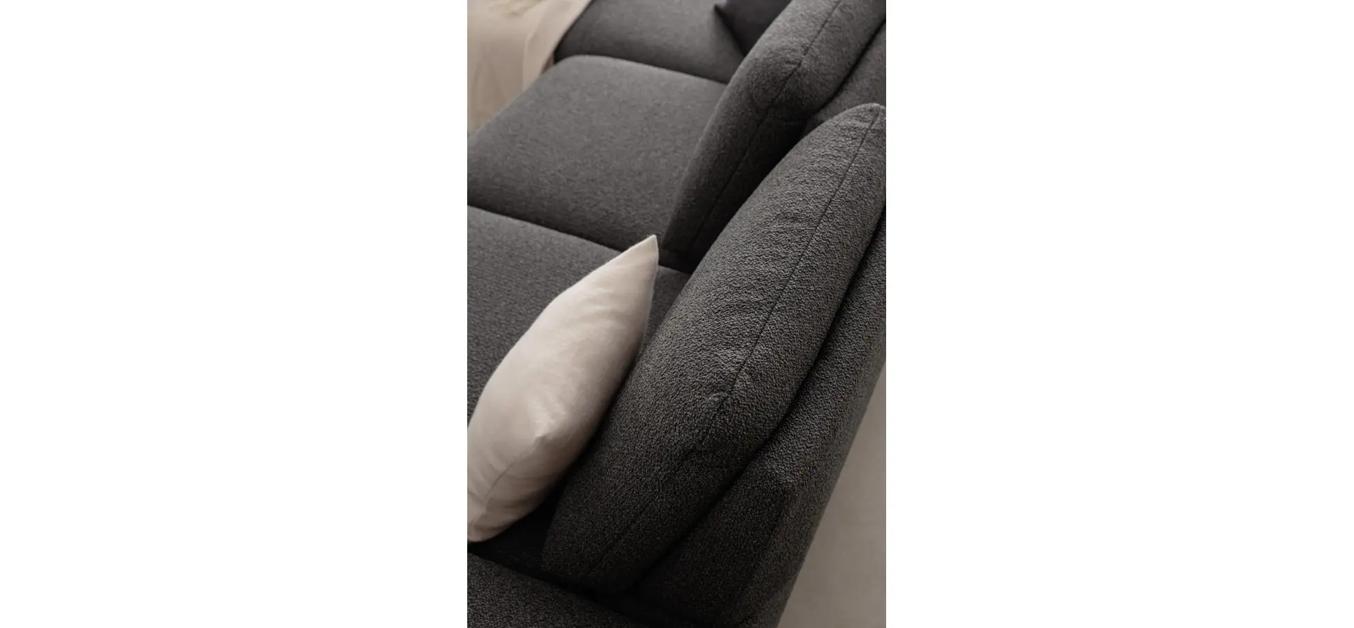 Ecksofa Collina - Longchair links, 2,5-Sitzer inkl. Sitztiefen- u. Armlehehnenverstellung, Stoff, Dunkelgrau