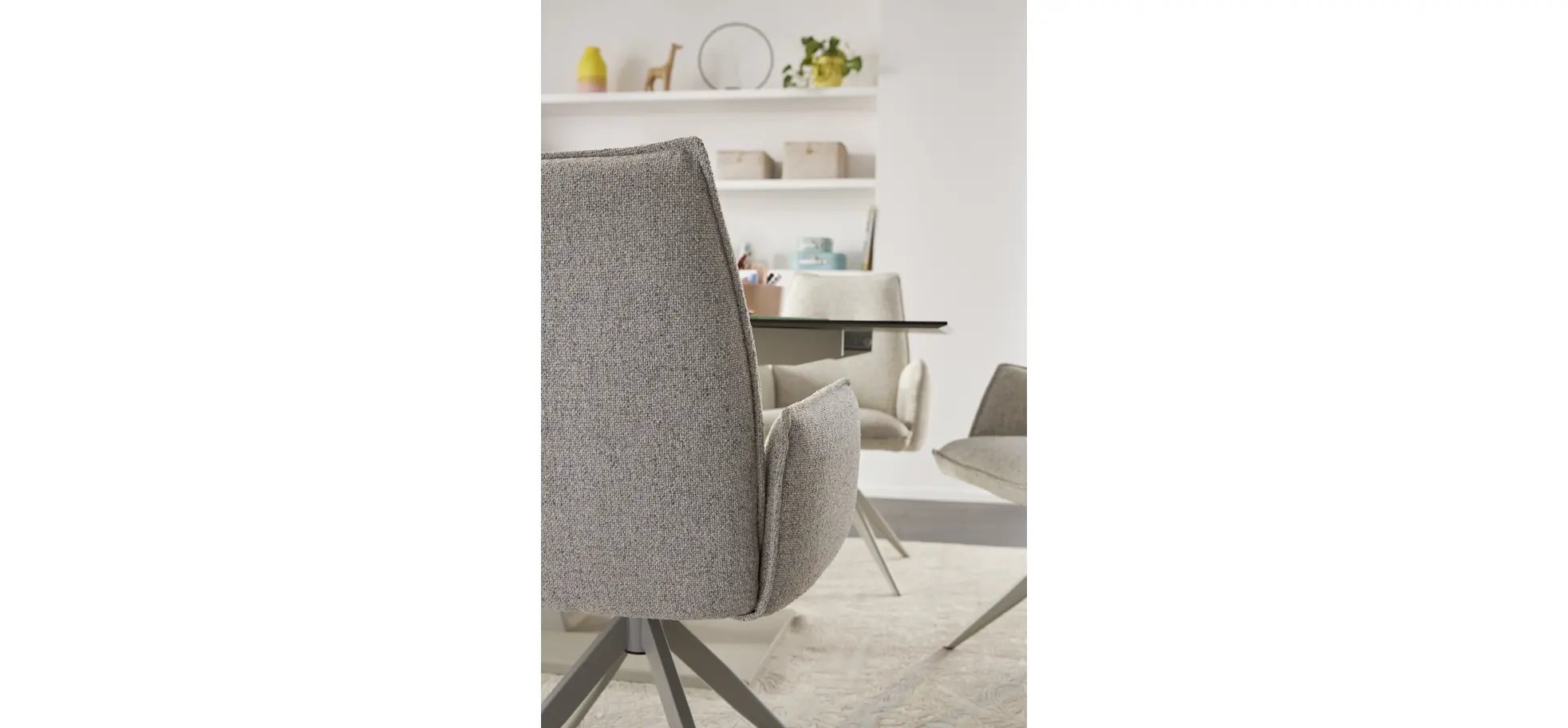 Armlehnstuhl Dinner - drehbar, Stoff, Champagner