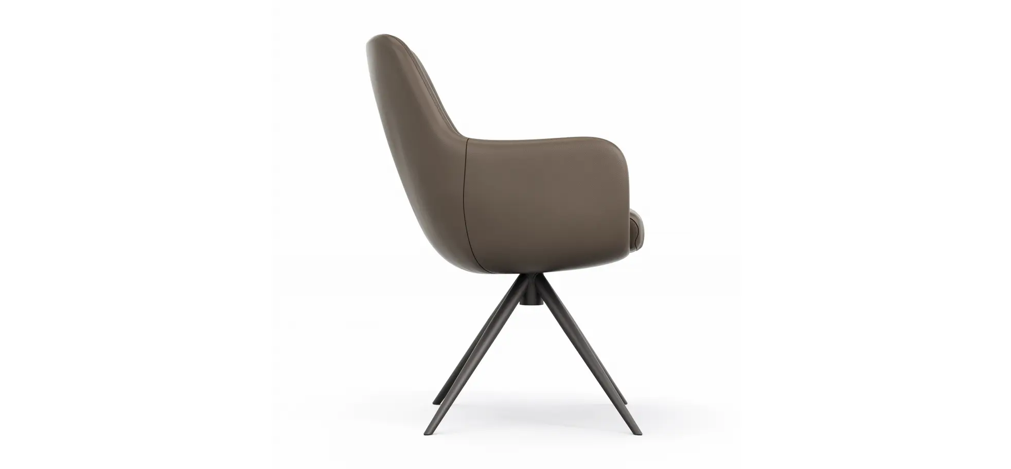 Armlehnstuhl Mis Legere - Leder, Schoko, Gestell, Anthrazit