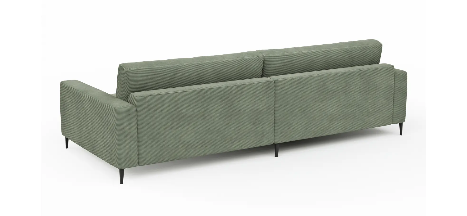 Ecksofa Solero - Longchair groß mit 1,5-Sitzer rechts, Stoff, Olivgrün