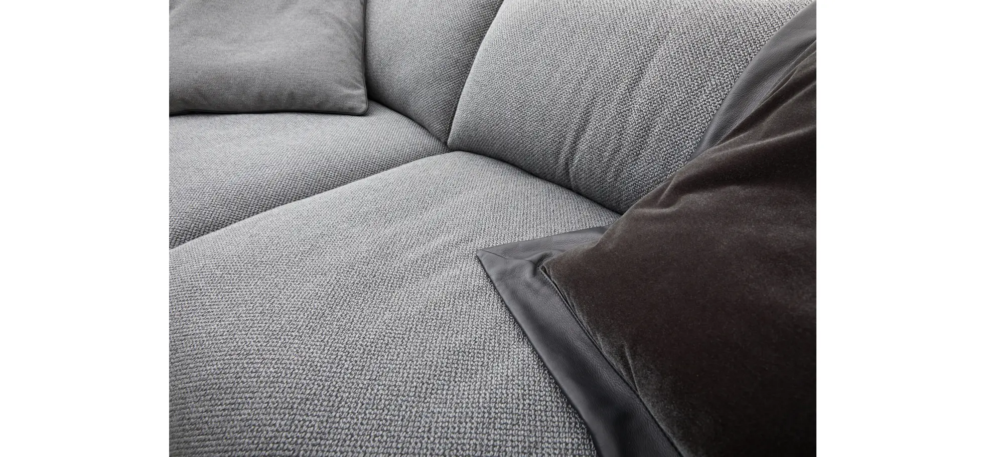 Ecksofa Aprino 3 - Ecke links mit 2,5-Sitzer, Stoff, Grau