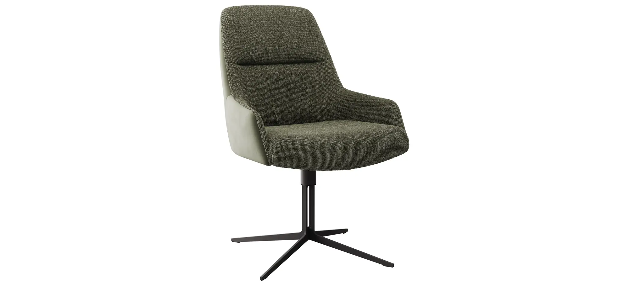 Armlehnstuhl Sagres - drehbar, Leder & Stoff, Olive