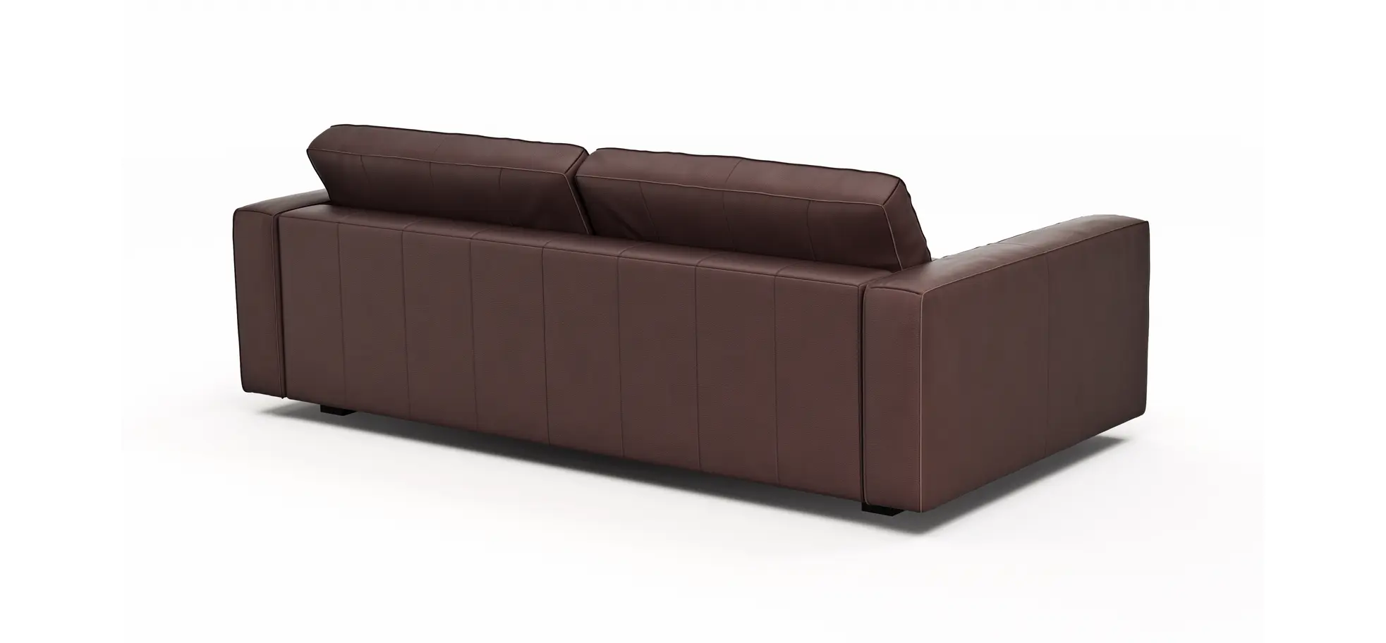  Sofa Aprino 2 - 3,5-Sitzer L, Dickleder, Dunkelbraun, Armlehne Block schmal