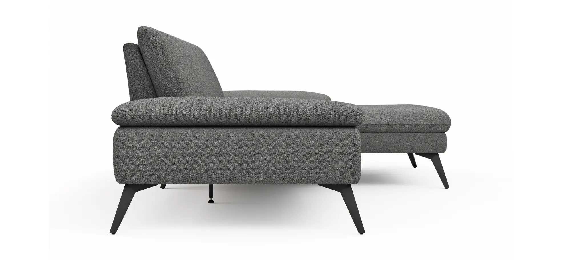 Ecksofa Collina - 2,5-Sitzer, Longchair rechts inkl. Sitztiefen- u. Armlehehnenverstellung, Stoff, Dunkelgrau