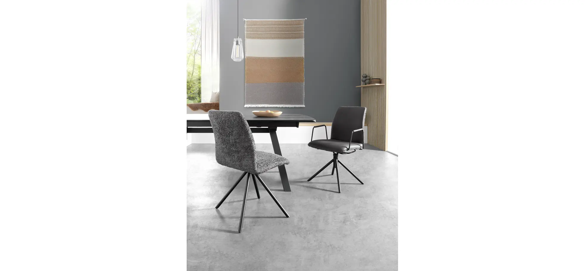 Stuhl Sedana - drehbar, Stoff, Dunkelgrau