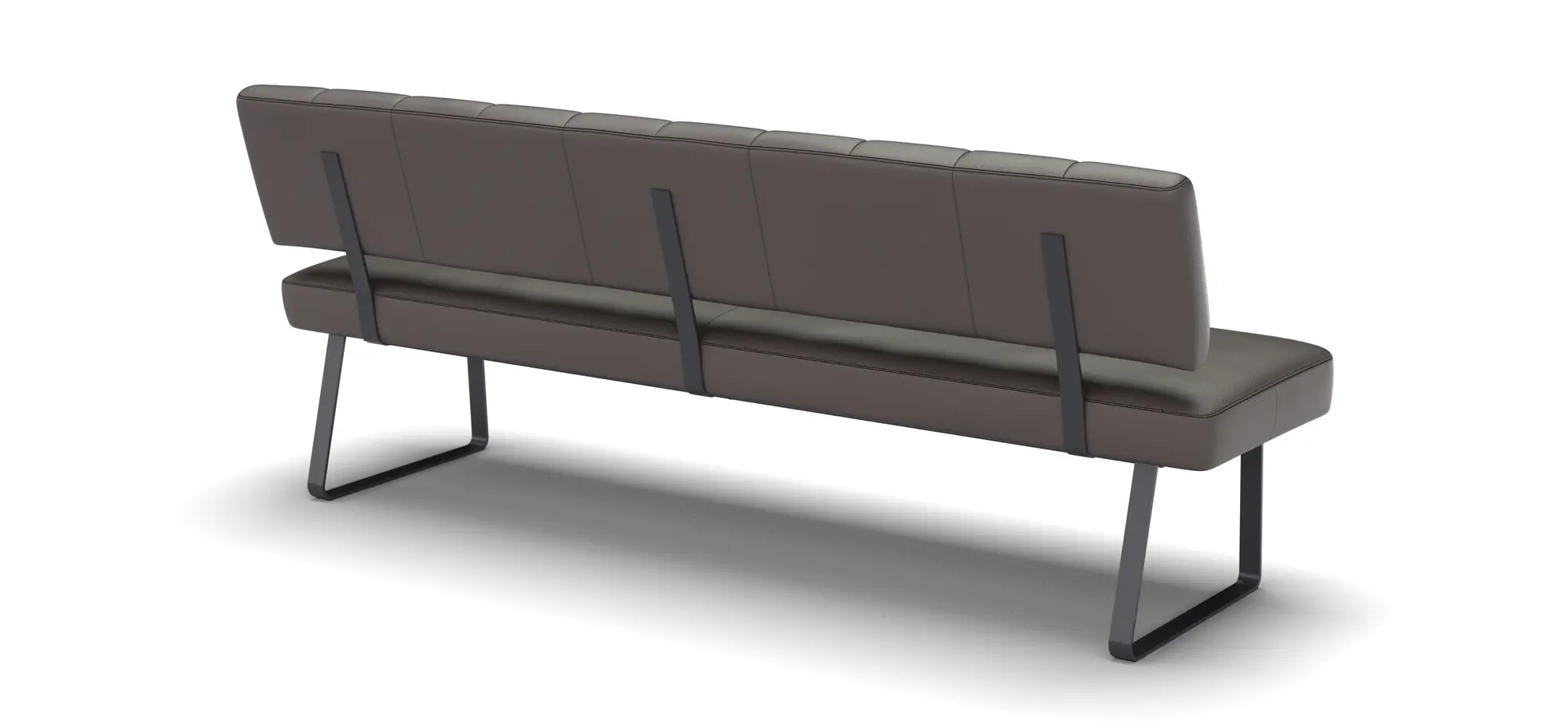 Polsterbank Carmelo - Breite ca. 203 cm, Leder, Steingrau